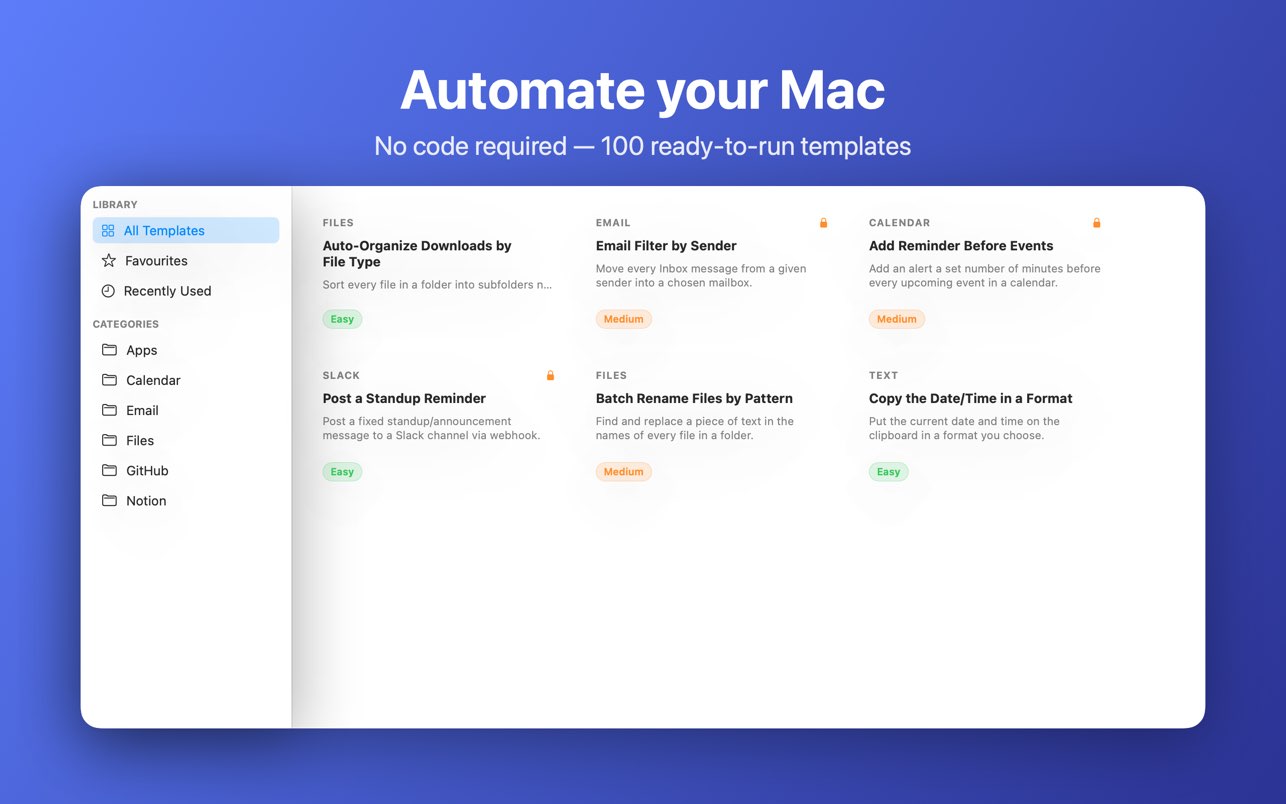 Scriptly: Automate your Mac, no code required — 100 ready-to-run templates