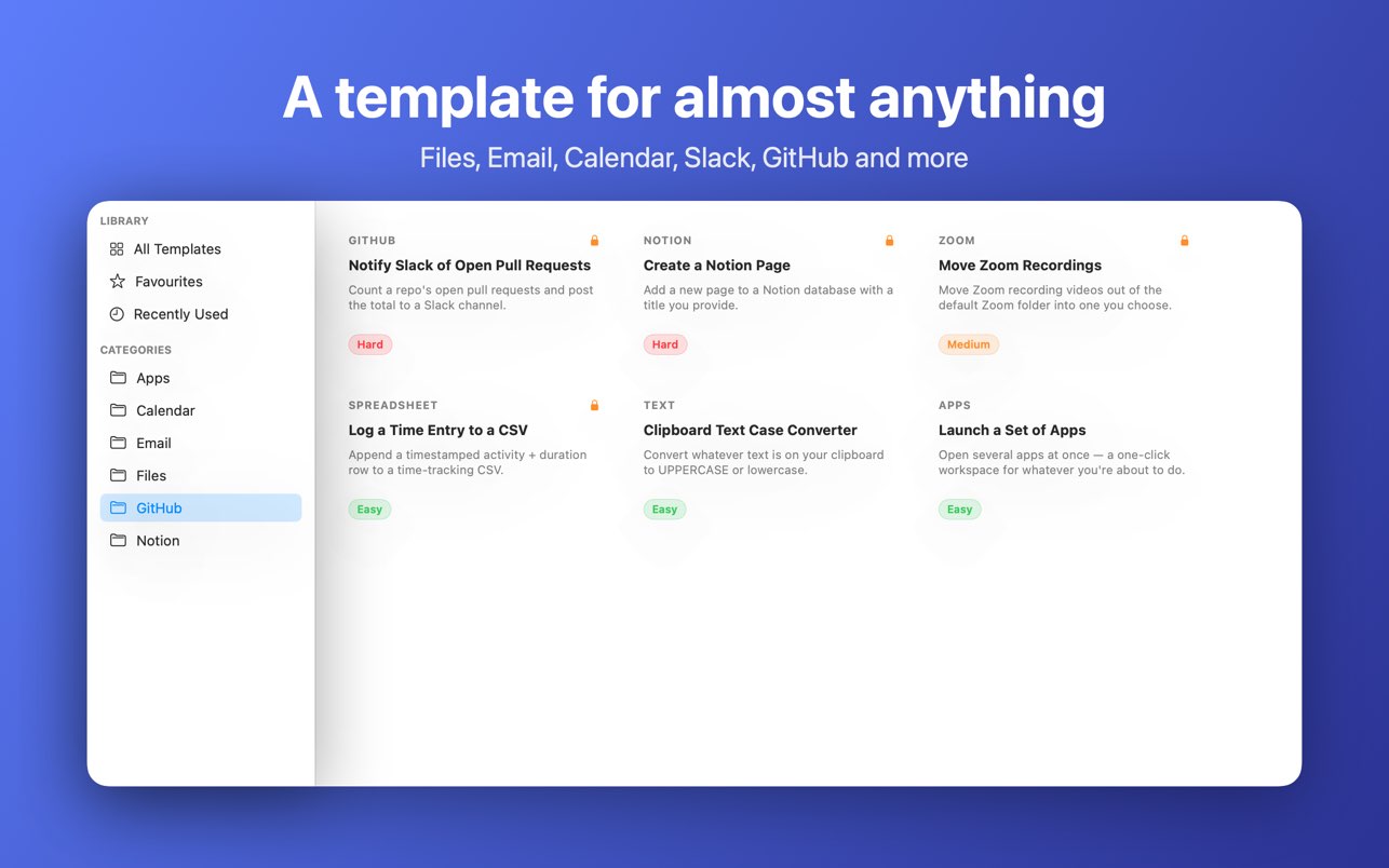 Scriptly template library, browsing by category